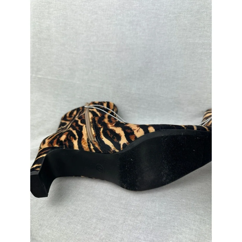 A New Day Womens Tiger Stripe Animal Print Ankle Boots Brown Black Size 6‎ NEW